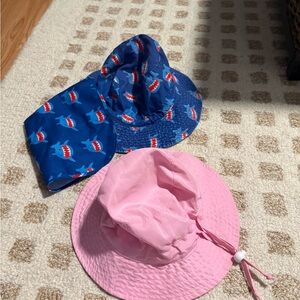 Kids Sun Hat - Pink & Blue Shark Print - Lightweight Bucket Hats